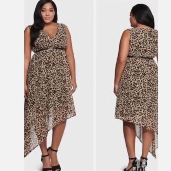 Torrid Leopard Print Asymmetrical Dress Size 3. - Picture 1 of 6